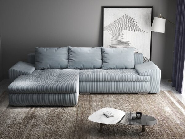 Colțar extensibil dumonde cu ladă de depozitare Leonardo Zoom Grey 260x185 cm