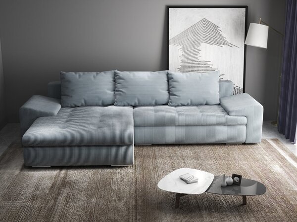 Colțar extensibil dumonde cu ladă de depozitare Leonardo Zoom Grey 260x185 cm