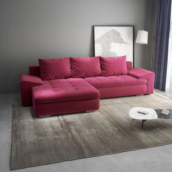 Colțar extensibil dumonde cu ladă de depozitare Leonardo Zoom Rosu 260x185 cm