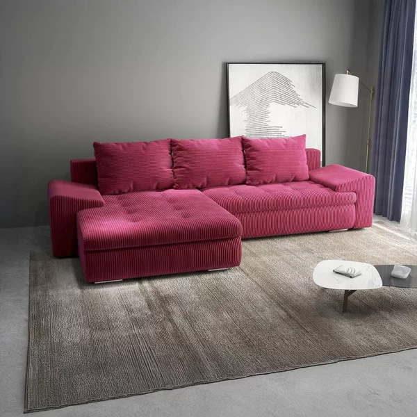Colțar extensibil dumonde cu ladă de depozitare Leonardo Zoom Rosu 260x185 cm