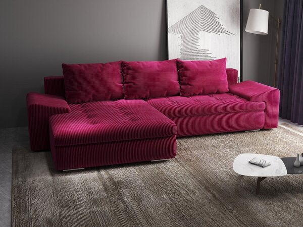 Colțar extensibil dumonde cu ladă de depozitare Leonardo Zoom Rosu 260x185 cm