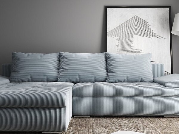 Colțar extensibil dumonde cu ladă de depozitare Leonardo Zoom Grey 260x185 cm