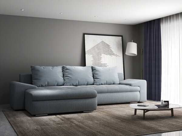 Colțar extensibil dumonde cu ladă de depozitare Leonardo Zoom Grey 260x185 cm