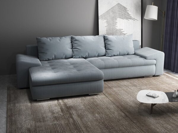 Colțar extensibil dumonde cu ladă de depozitare Leonardo Zoom Grey 260x185 cm