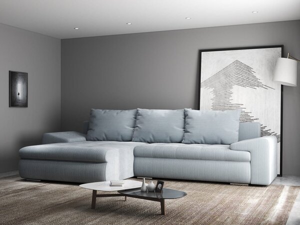 Colțar extensibil dumonde cu ladă de depozitare Leonardo Zoom Grey 260x185 cm