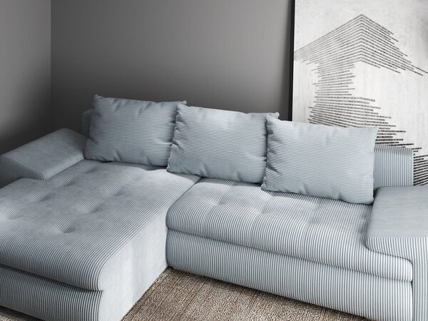 Colțar extensibil dumonde cu ladă de depozitare Leonardo Zoom Grey 260x185 cm