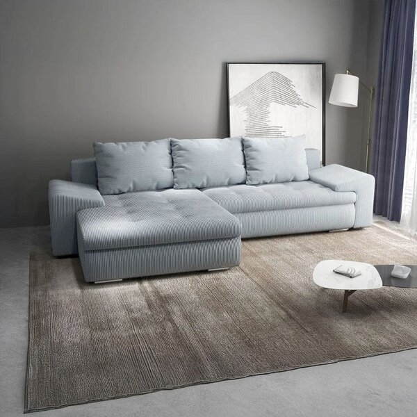 Colțar extensibil dumonde cu ladă de depozitare Leonardo Zoom Grey 260x185 cm