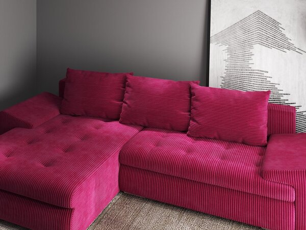 Colțar extensibil dumonde cu ladă de depozitare Leonardo Zoom Rosu 260x185 cm