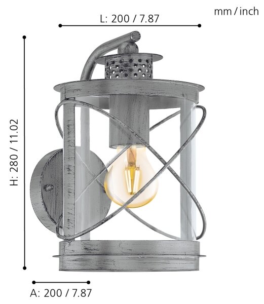Eglo 94866 - Corp de iluminat exterior HILBURN 1 1xE27/60W/230V