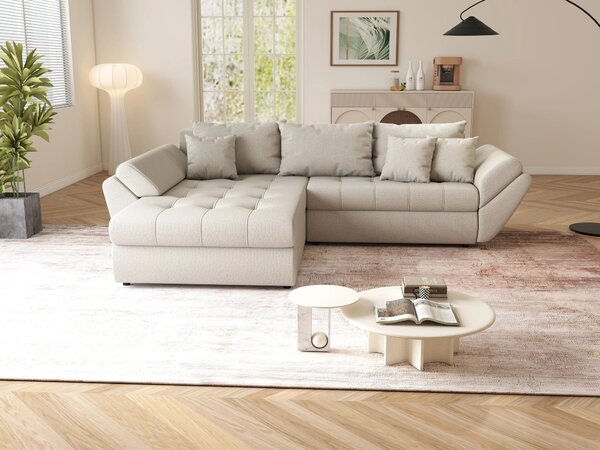 Colțar extensibil dumonde cu ladă de depozitare Loana Enjoy Bej 270x185 cm