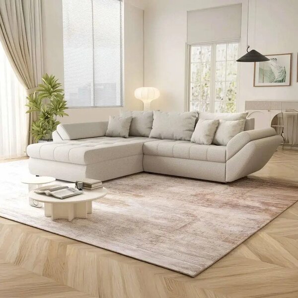 Colțar extensibil dumonde cu ladă de depozitare Loana Enjoy Bej 270x185 cm