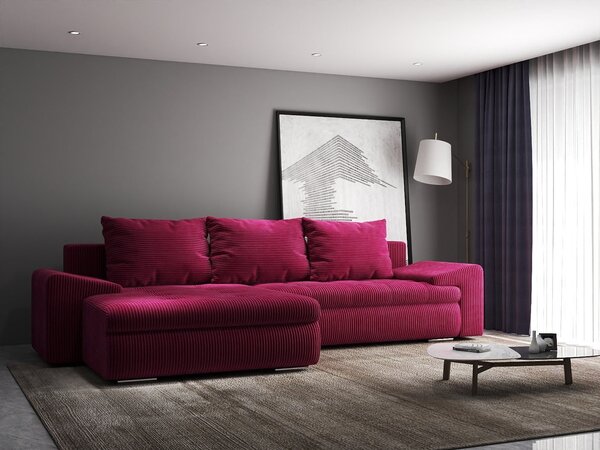 Colțar extensibil dumonde cu ladă de depozitare Leonardo Zoom Rosu 260x185 cm