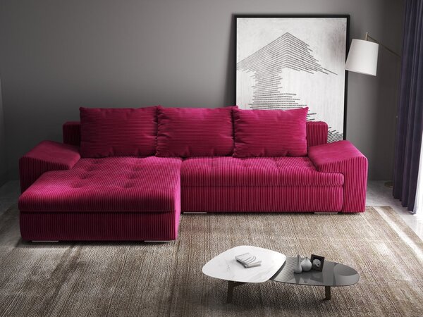Colțar extensibil dumonde cu ladă de depozitare Leonardo Zoom Rosu 260x185 cm