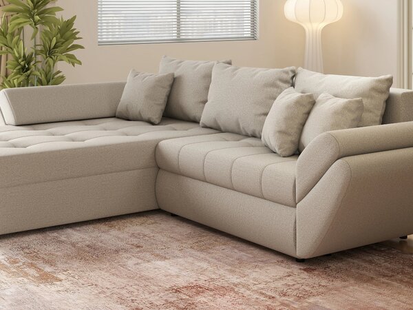Colțar extensibil dumonde cu ladă de depozitare Loana Enjoy Bej 270x185 cm