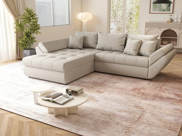 Colțar extensibil dumonde cu ladă de depozitare Loana Enjoy Bej 270x185 cm