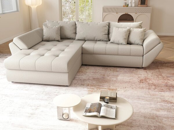Colțar extensibil dumonde cu ladă de depozitare Loana Enjoy Bej 270x185 cm