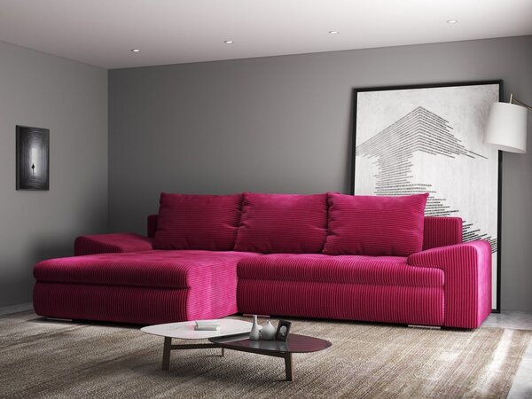 Colțar extensibil dumonde cu ladă de depozitare Leonardo Zoom Rosu 260x185 cm
