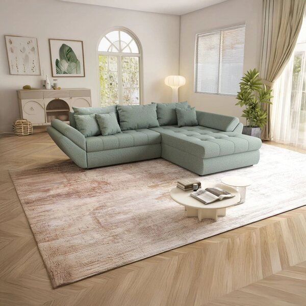 Colțar extensibil dumonde cu ladă de depozitare Loana Enjoy Mint II 270x185 cm