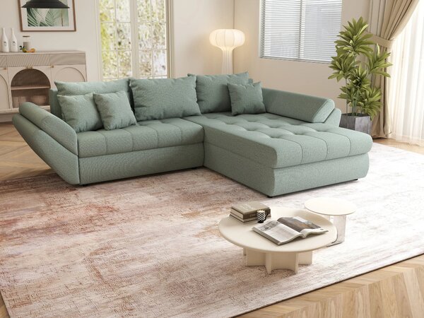 Colțar extensibil dumonde cu ladă de depozitare Loana Enjoy Mint II 270x185 cm