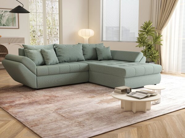 Colțar extensibil dumonde cu ladă de depozitare Loana Enjoy Mint II 270x185 cm