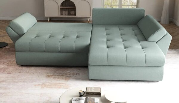 Colțar extensibil dumonde cu ladă de depozitare Loana Enjoy Mint II 270x185 cm