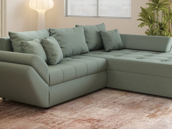 Colțar extensibil dumonde cu ladă de depozitare Loana Enjoy Mint II 270x185 cm