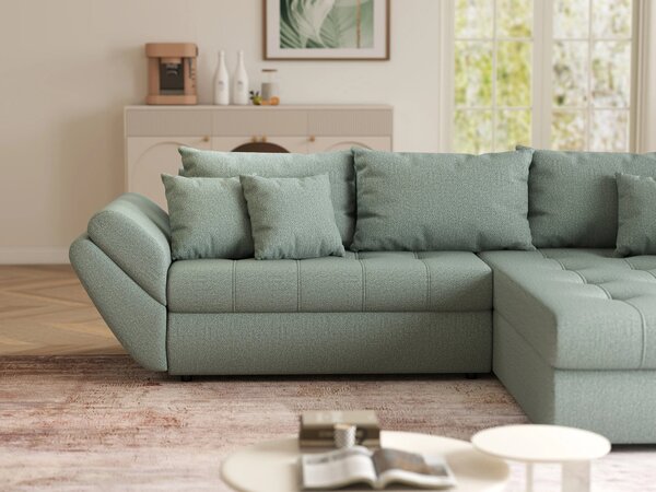 Colțar extensibil dumonde cu ladă de depozitare Loana Enjoy Mint II 270x185 cm