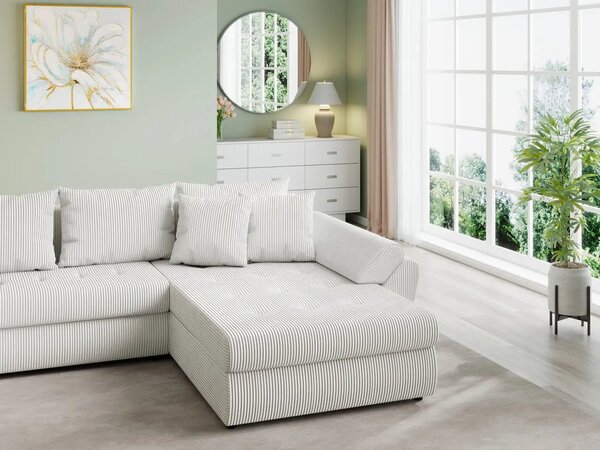 Colțar extensibil dumonde cu ladă de depozitare Loana U Zoom Cream 375x185 cm