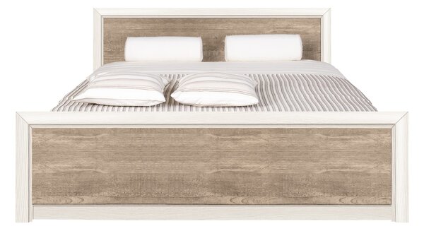Dormitor Koen 2, Dulap 3 usi, comoda 4 sertare, pat 160x200cm, 2 noptiere, Stejar si Pin