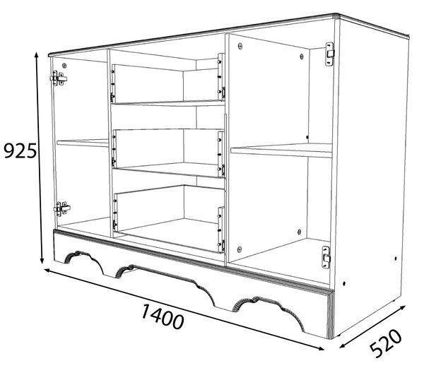 Comoda Boston, 2 usi + 3 sertare, 140x92x52cm, bej-casmir