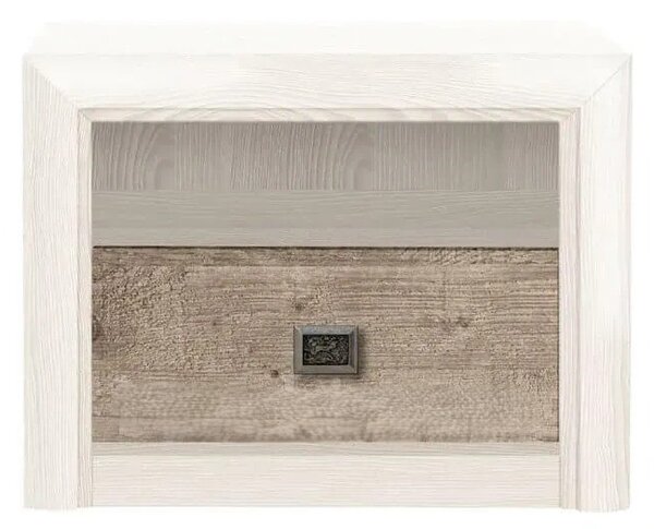 Dormitor Koen 2, Dulap 3 usi, comoda 4 sertare, pat 160x200cm, 2 noptiere, Stejar si Pin