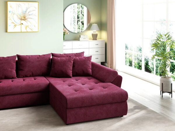 Colțar extensibil dumonde cu ladă de depozitare Loana U Zoom Red 375x185 cm