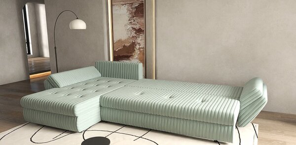 Colțar extensibil dumonde cu ladă de depozitare Loana XL Ambience Mint II 335x185 cm