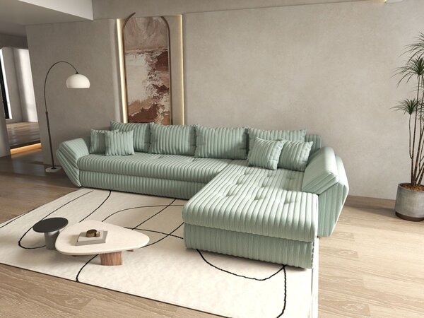 Colțar extensibil dumonde cu ladă de depozitare Loana XL Ambience Mint II 335x185 cm