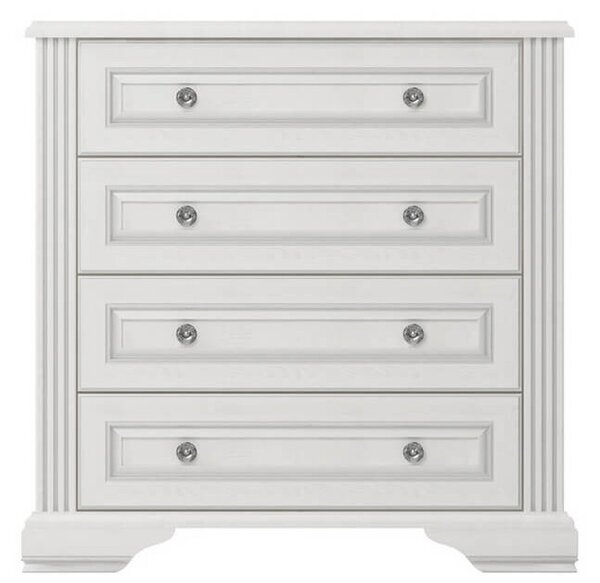 Dormitor White, Dulap 3 usi, comoda 4 sertare, pat 160x200cm, 2 noptiere, Alb texturat