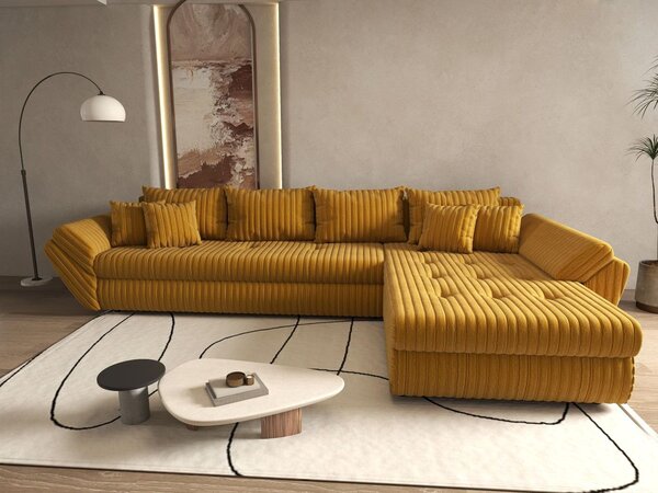 Colțar extensibil dumonde cu ladă de depozitare Loana XL Ambience Mustar II 335x185 cm