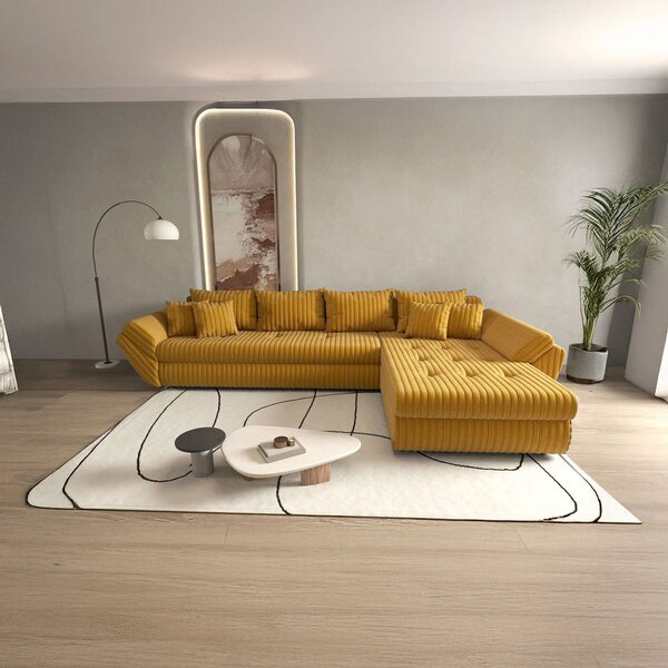 Colțar extensibil dumonde cu ladă de depozitare Loana XL Ambience Mustar II 335x185 cm