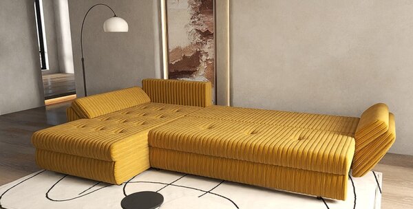 Colțar extensibil dumonde cu ladă de depozitare Loana XL Ambience Mustar II 335x185 cm