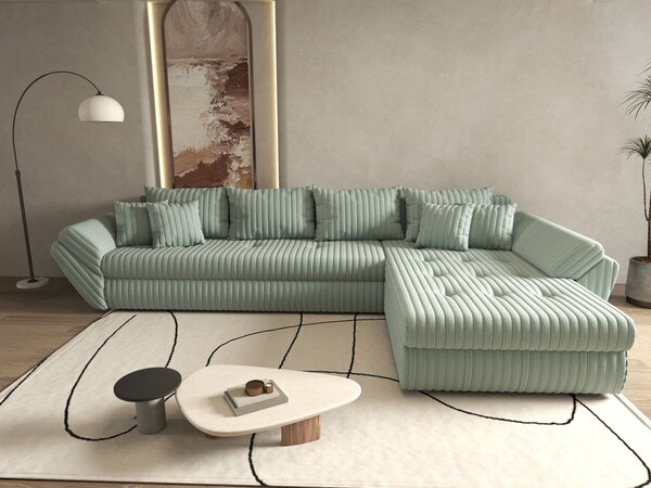 Colțar extensibil dumonde cu ladă de depozitare Loana XL Ambience Mint II 335x185 cm