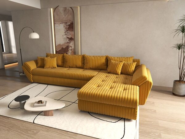 Colțar extensibil dumonde cu ladă de depozitare Loana XL Ambience Mustar II 335x185 cm