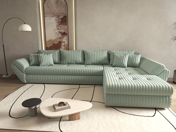 Colțar extensibil dumonde cu ladă de depozitare Loana XL Ambience Mint II 335x185 cm