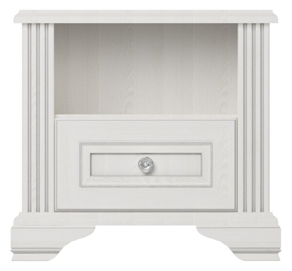 Dormitor White, Dulap 3 usi, comoda 4 sertare, pat 160x200cm, 2 noptiere, Alb texturat