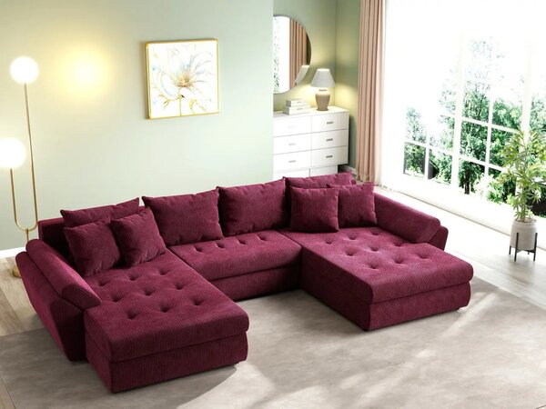 Colțar extensibil dumonde cu ladă de depozitare Loana U Zoom Red 375x185 cm