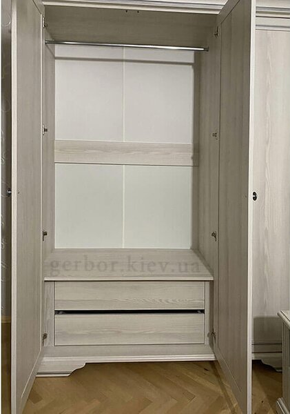 Dormitor White, Dulap 3 usi, comoda 4 sertare, pat 160x200cm, 2 noptiere, Alb texturat
