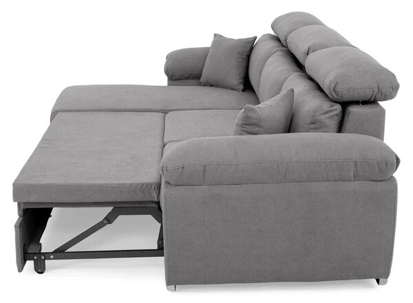 Coltar Como extensibil, functie dormit, lada depozitare, 265x166x91/102 cm, Gri
