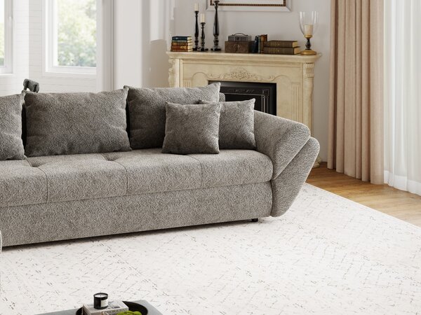 Colțar extensibil dumonde cu ladă de depozitare si sezut confortabil din spuma high-density, Loana XL Arena Taupe 335x185 cm