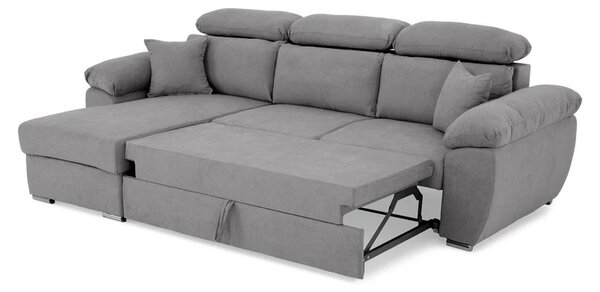Coltar Como extensibil, functie dormit, lada depozitare, 265x166x91/102 cm, Gri