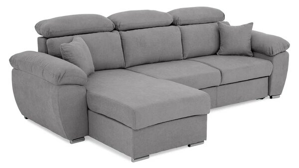 Coltar Como extensibil, functie dormit, lada depozitare, 265x166x91/102 cm, Gri