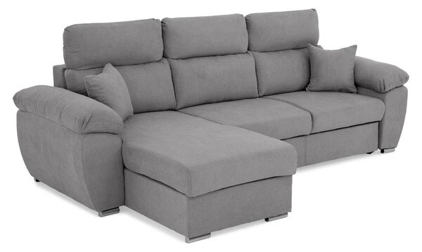 Coltar Como extensibil, functie dormit, lada depozitare, 265x166x91/102 cm, Gri