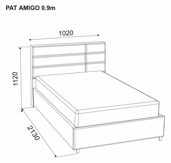 Pat Amigo, spatiu depozitare, somiera rabatabila, 90x200 cm, Bej